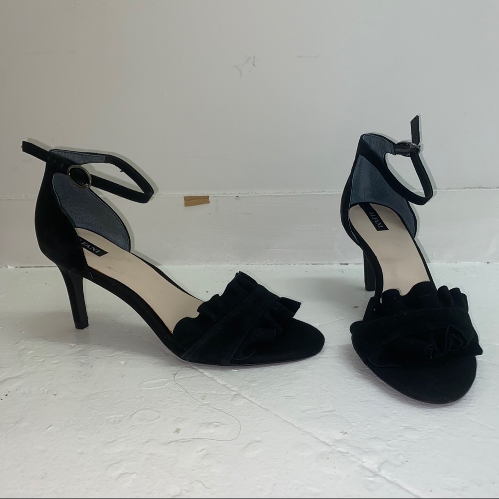 Alfani Black Suede Stiletto Heels with Ruffles